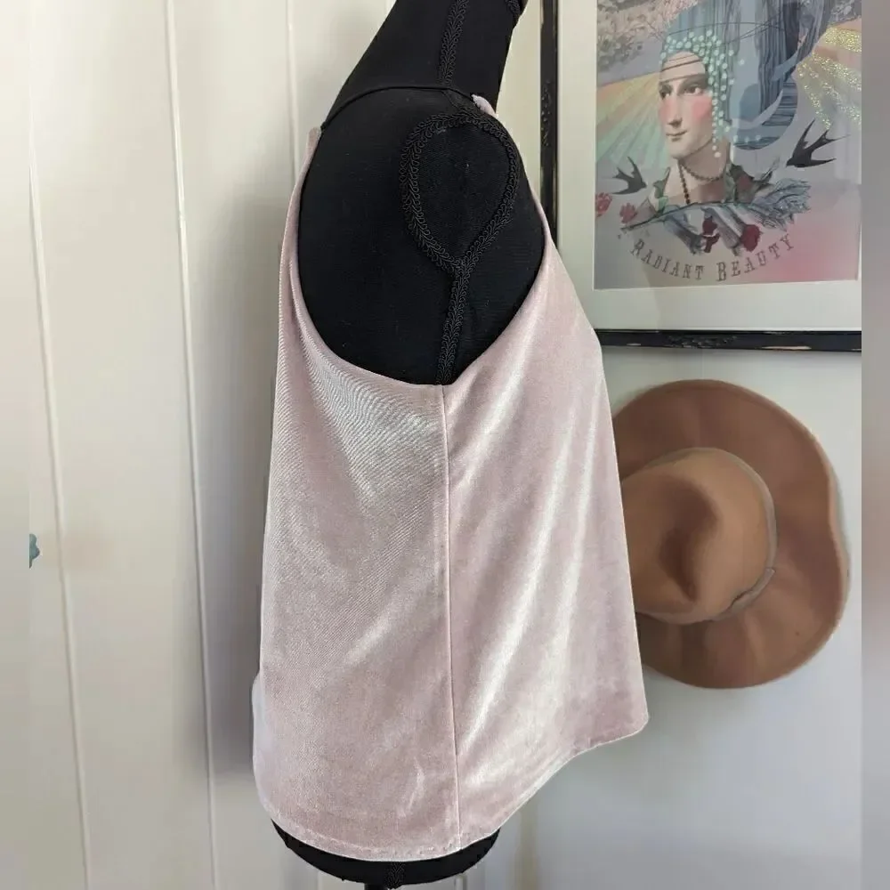 Aqua Sleeveless Rose Quartz Pink Velvet Top M Fairy Coquette Girl Whimsigoth
